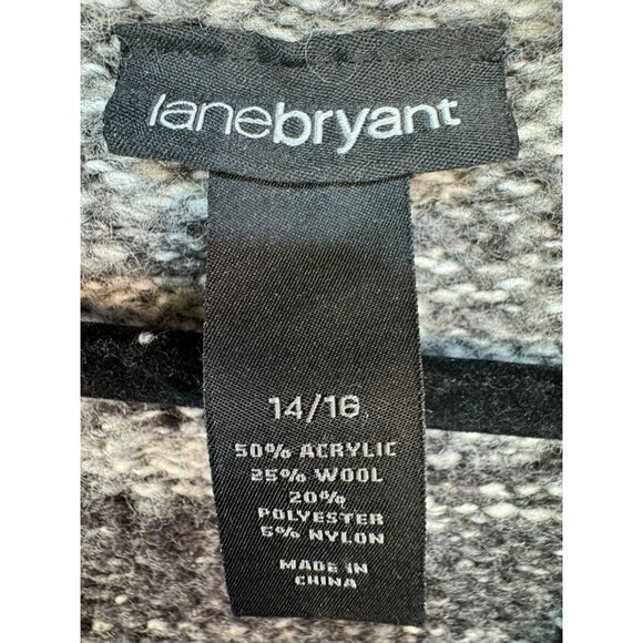 Lane Bryant Womens Open Front Knit Cardigan 14/16 Black Gray White Short Sleeve - Picture 2 of 10
